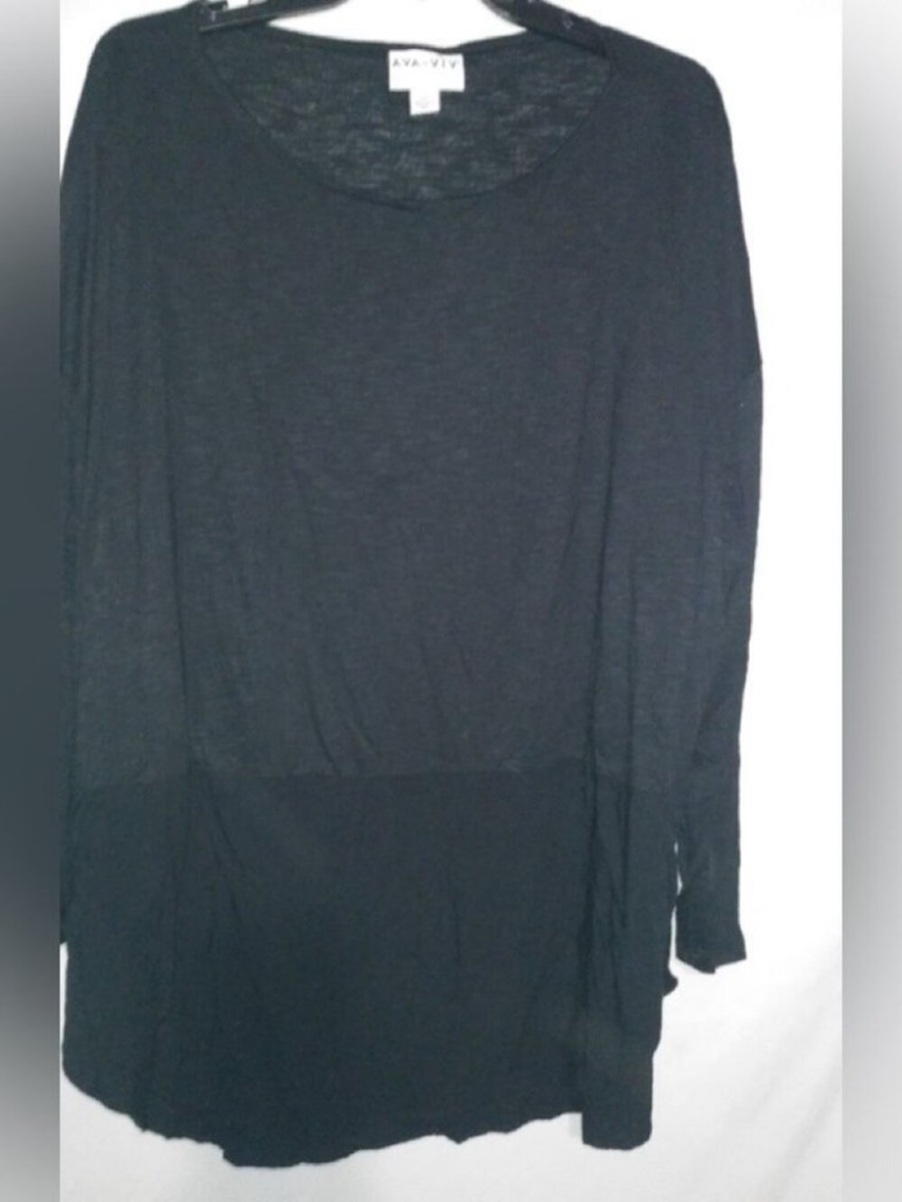 Ava & Viv 3X Black Textured Solid Tunic Top Plus